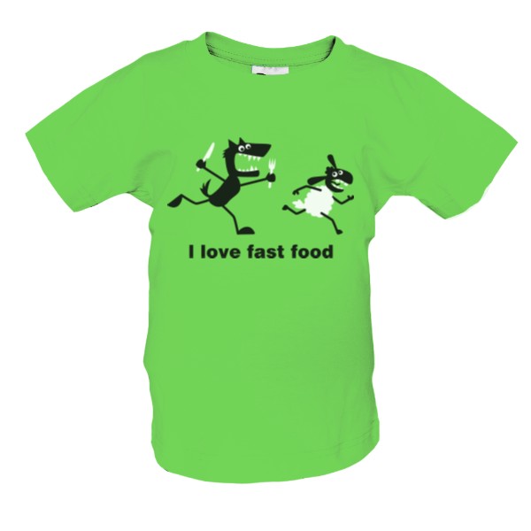 Tričko s potiskem I love fast food - dětské