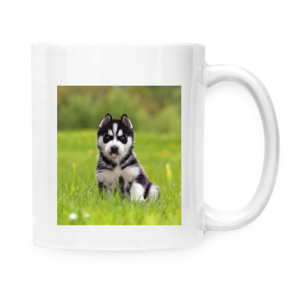 Hrnek malý bílý s potiskem Sibiřský husky